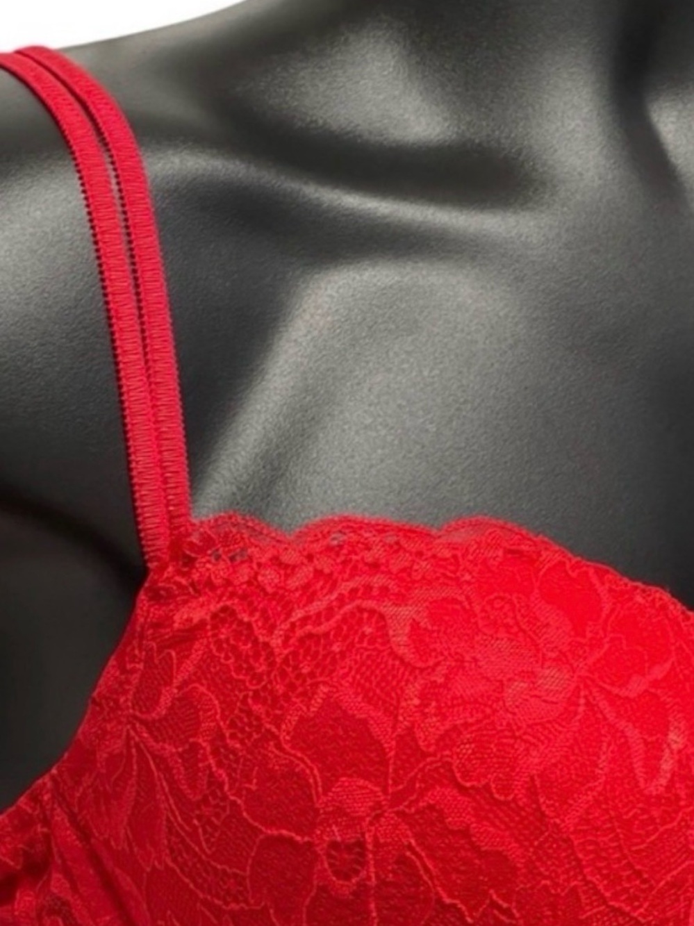 PINK by Victoria’s Secret Red Floral Lace Push-Up Underwire Bra 36DD - Picture 2 of 5